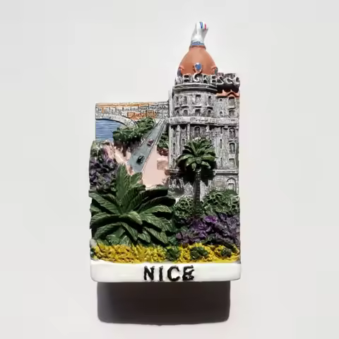 Hotel Negresco, Nice, France, travel souvenirs, 3D painting, architectural decoration, magnetic refr