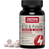 Jarrow Formulas Methyl B-12 & Methyl Folate, Bioactive Vitamin B9 and Vitamin B12 Supplement, Suppor