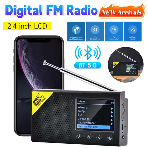 Digital Radio Bluetooth5.0 Portable Stereo Receiver DAB FM Broadcast Player Wireless Audio Device fo