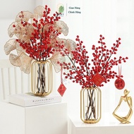 Combo Vase of Winter Peach Blossoms, Leaves, Fan, Golden Apple Leaves, Mint Decor, living room decor