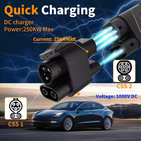WUFEN CCS2 to CCS1 250A EV Travel charger Adapter AC+DC Type2 to Type1 Fast Charging CCS Combo 2 to 