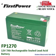 FirstPower 12V 7Ah Rechargeable Sealed Lead Acid Battery - FP1270