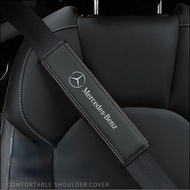 2Pcs Car Seatbelt Shoulder Pad Leather Interior for Mercedes Benz AMG W124 W211 W212 W210 w203 C180 C200 C260 Auto Accessories