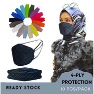 10pcs KF94 Mask Headloop Mask HIJAB Mask KF94 Headloop Face Mask Head Loop KF94 Face Mask 4 PLY
