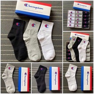 5 pairs of champion long tube sports socks 100% cotton socks all-match breathable socks for men and women