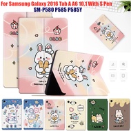 Tablet Case For Samsung Galaxy 2016 Tab A6 10.1 With S Pen Tablet Case Cute Pattern flip cover leather Case For SM-P580 P585