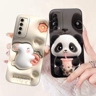 For Huawei Y7A 2021 Case Cover Liquid Soft Silicone Panda Cartoons Painted Camera protection Phone Casing for Huawei Y7A  Y7a PPA-LX3 Shell