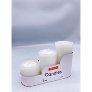 PILLAR CANDLE WHITE UNSCENTED 3 pcs