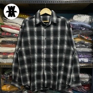 9090 Ninety Ninety Puppyism Japan Wool Distressed Ombre L/S Shirt B/W Size L 74x62