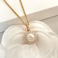 太陽花 天然海水珍珠 akoya 滿鑲 純銀 萬能扣吊墜 贈項鏈