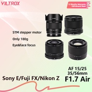 Viltrox AF 15mm 25mm 35mm 56mm F1.7 Air APS-C Large-Aperture Wide-Angle Auto Focus Lens xf/z/e