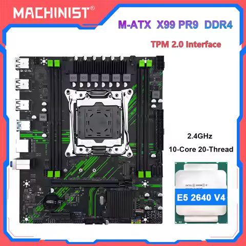 MACHINIST X99 PR9 Motherboard LGA 2011-3 Xeon E5 2640 V4 / E5 2620 V4 CPU Kit set Support TPM2.0 DDR