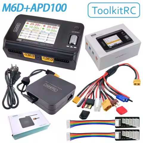 ToolkitRC M6D V3 500W 15A DC Dual Channel MINI Smart Charger Discharger For 1-6S Lipo Battery FPV Mo