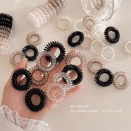 XO Set of 9 Korean Style Transparent Spring Hair Ties - High Quality Elastic Plastic Hair Bands for 