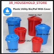 UNICA Unica Heavy-Duty Plastic Utility Bin/Pail With CoverUtility Bin / PAIL WITH COVER / BEKAS AIR 