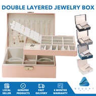 Jewelry Box Double Layer Large Capacity - PU Leather Storage for Rings, Necklaces, Earrings, Watches