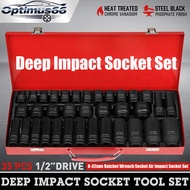 32Pcs 1/2”Long Impact Socket Set With Box Set Tool Set Socket Wrench Set Tool Converter Reducer 8mm 