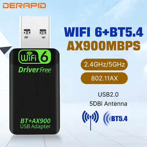 WiFi 6 AX900 Bluetooth 5.4 WiFi USB Adapter Wireless Network Card 2.4G&5GHz Wi-Fi Receive USB For PC