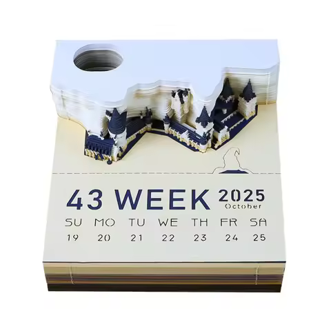 Omoshiroi Block 3D Notepad 2025 Calendar 3D Calendar Howarts Castle 3D Memo Pad Paper Notes Sticky B