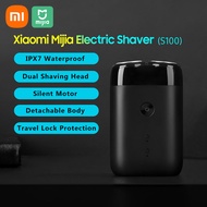 Xiaomi Mijia เครื่องโกนหนวดไฟฟ้า S100 IPX7กันน้ำเครื่องโกนหนวดชาย Dual ลอยใบมีดโกนแห้งเปียกโกนหนวด Comfy Clean หนวดเครา Trimmer มีอินดิเคเตอร์ LED/กระเป๋าเก็บของ