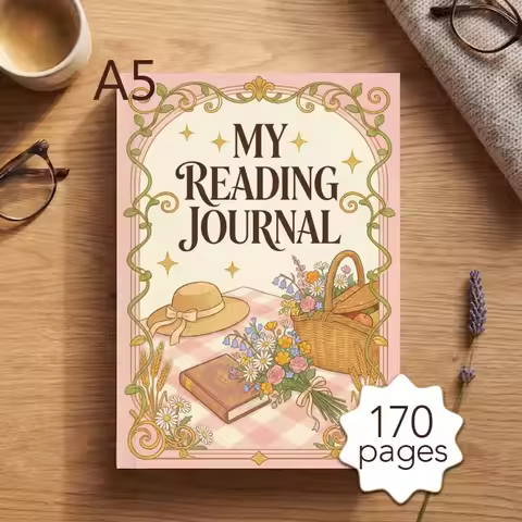 A5 Reading Journal Planner, 52 Book Review Templates, Ideal Gift for Book Lovers to Record Reading N