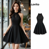B80-FEB24-C-1-Halter Chiffon Double Layer Dress-DRB80ED448