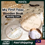MINIIS Wooden Baby Monthly Milestone Book Card Props Barang Baby Newborn set For 1 Year Baby Photo Props Baby
