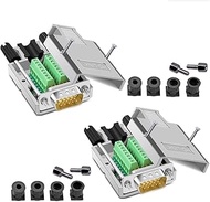 Jienk 2Pcs VGA DB15 3 Row Male Adapter, 16mm thinner 3+9 D-SUB 15 Pin Port Terminal Solderless Break