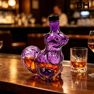 Bluehome Squirrel Whiskey Decanter, Glass Animal Liquor Bottle with Stopper, Creative Wine Dispenser