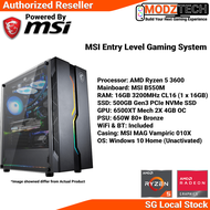 MSI AMD Gaming System with AMD Ryzen 5 3600 and RX6500XT