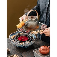 琨德網紅圍爐煮茶器具全套家用室內玻璃泡茶壺烤茶電陶爐套裝插電