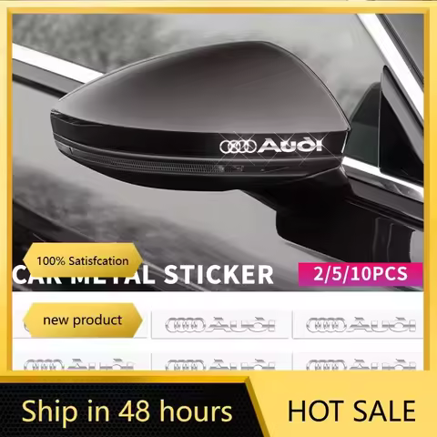 2/5/10pcs Car Logo 3D Metal Stickers Decorative Accessories For Audi A3 8L 8V 8P A4 B5 B6 B7 B8 A5 A