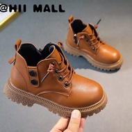HII MALL เด็กชายและเด็กหญิงสไตล์เกาหลีรองเท้าบูทสั้นมีซิปคุณภาพสูง3-18ปีเด็กหนังรองเท้าบูทหุ้มข้อ T21N08LS-78