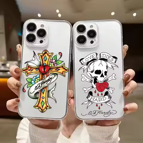 Brand E-Ed Hardy Phone Case Silicone Soft for iphone 18 17 16 15 14 13 12Pro MAX Plus X Cover