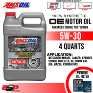 AMSOIL OE 100% Synthetic Motor Oil Gasoline Engine 5w-30 4 Quarts Bundle for Honda, Hyundai, Kia