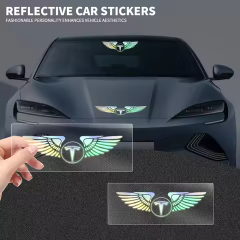Car Logo Decorative Colorful Laser Reflective Waterproof Decals For Tesla model 3 model X Y style Ro
