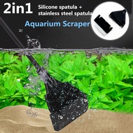Fish Tank Algae Removal Scraper Stainless Steel Silicone Blade Water Live Plants Coralline Aquarium 