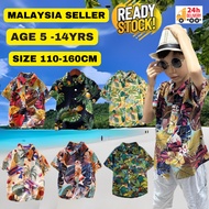 (5yrs - 14yrs)Baju Budak Perempuan Hawaii  Beach T-shirt Hawaii Style Shirts Short Sleeves Kids