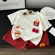 Bộ đồ bé trai hobibear quần đùi ngắn tay cho bé gái in hình phim hoạt hình ba chiều mới dễ thương mù