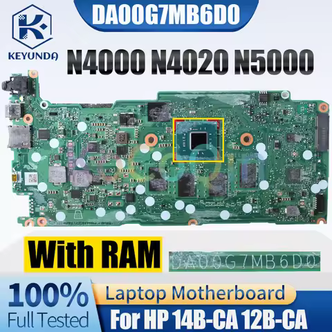 DA00G7MB6D0 For HP 14B-CA 12B-CA Notebook Mainboard N4000 N4020 N5000 With RAM Laptop Motherboard Fu