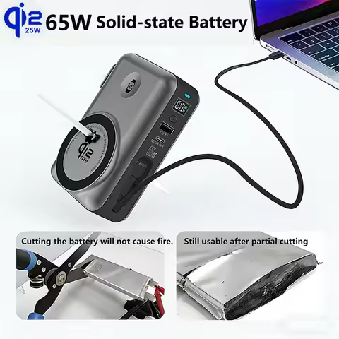 65W GaN USB C PD Charger for Laptop Power Bank Qi2.2 25W Magnetic Wireless Fast Charger for iPhone 1