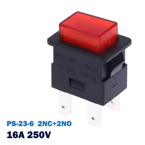 16A 250V 4 Pins Square Illuminated Button Switch Socket Power Switch