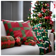 IKEA VINTERFINT Winterfint Large Cushion Cover Christmas Grid Pattern Red/Dark Green 65x65 Cm.