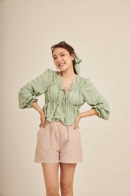 飄逸面料荷葉邊連女式襯衫  - SALII : 薄荷綠