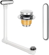 Slotted Overflow Bath Drain with Toe-Tap Stopper, with Metal Overflow Cover, Compatible with Kohler 