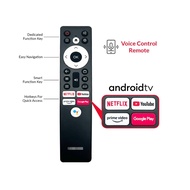 Thomson TV Voice Control Magic Remote shop TV remote magnifying FIQ 4K Ultra HD Smart Android LED TV, Netflix, YouTube, CVT, MEMC, Alexa, splayed