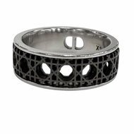 成色極佳 ▼ DIOR Dior Homme 25-26AW R2425HOMST Cannage AG925 戒指，BTS Jimin 佩戴款，銀色/黑色，XS 碼 (JP16)，帶原裝盒和防塵袋，