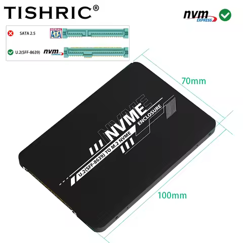 TISHRIC 2 in 1 M.2 NVME NGFF SSD To U.2 SFF-8639 Combo Adapter Riser Card M2 PCI-E SATA M/B+M key Co