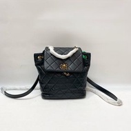 店鋪現貨：CHANEL 香奈兒 24P 薩爾茨堡 19Bag 黑金滾邊 Duma 手提雙肩包