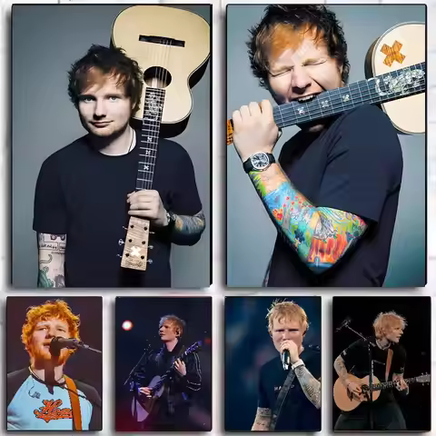 Singer E-Ed Sheeran Poster Self-adhesive Art Waterproof Paper Sticker Coffee House Bar Dorm Room Wal